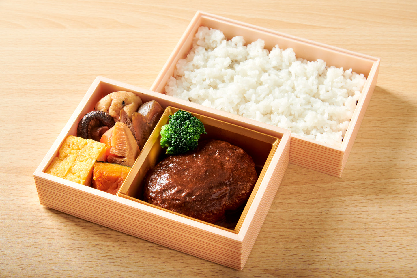 20.【二段弁当】デミグラス味噌煮込ハンバーグ弁当